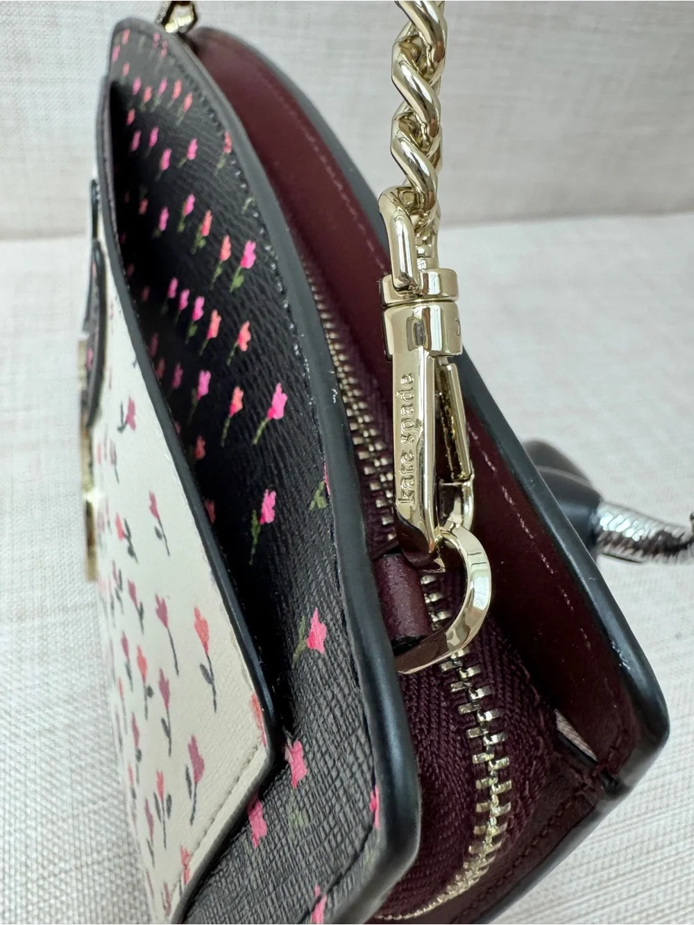 kate spade Black and White Floral Crossbody with Pink Accents